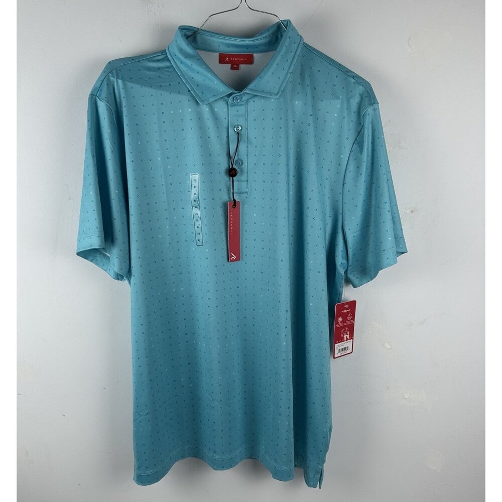 REDVANLY Mens XL Blue Green Athletic Luxury Polo Shirt "THE TIMES" Style R2507